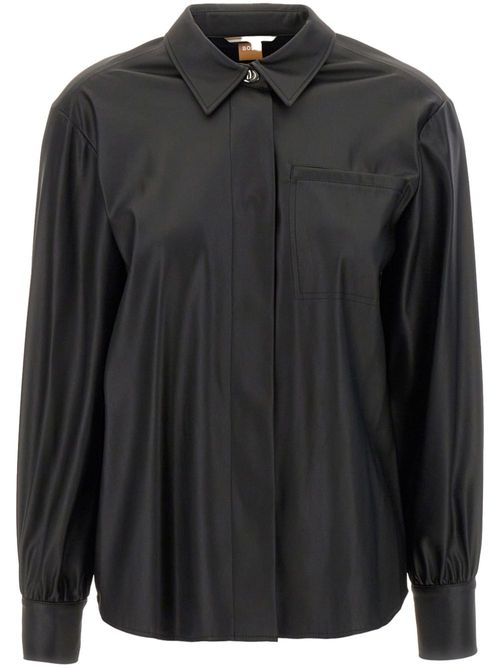 Faux-leather shirt - Black