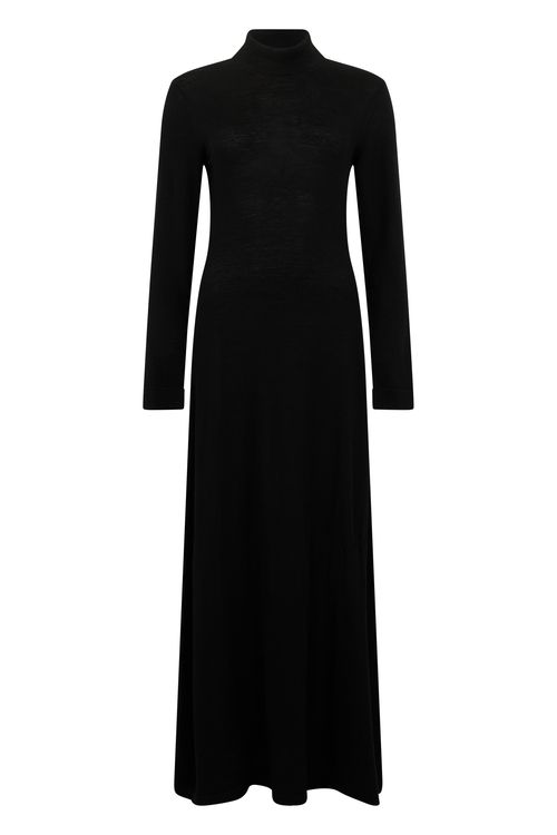 Elegant Long Dress with High Collar