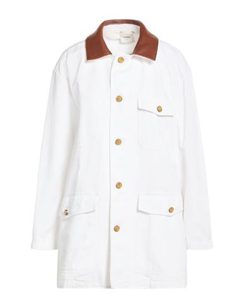 Crème Woman Jacket White Size M Cotton, Leather