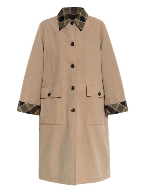 Checked-trim coat - Neutrals