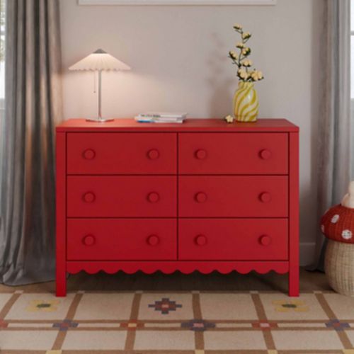 DaVinci Sammy Scallop 6-Drawer Dresser, Strawberry Red