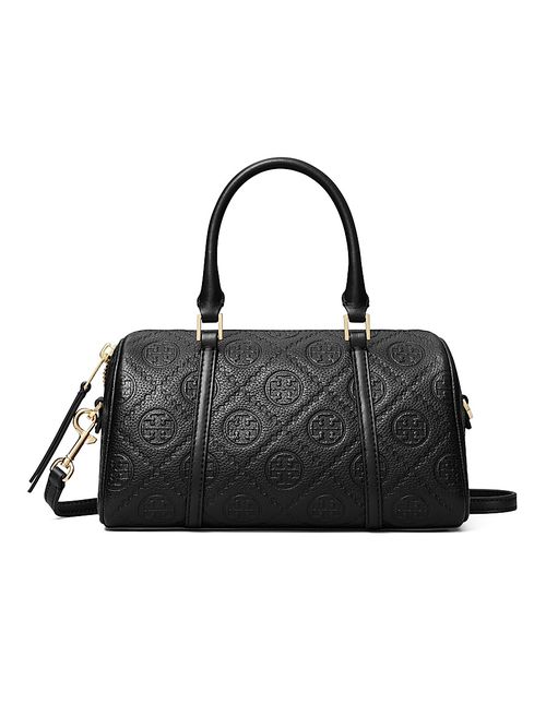 Women's T Monogram Pebble Top Handle Barrel Bag - Black