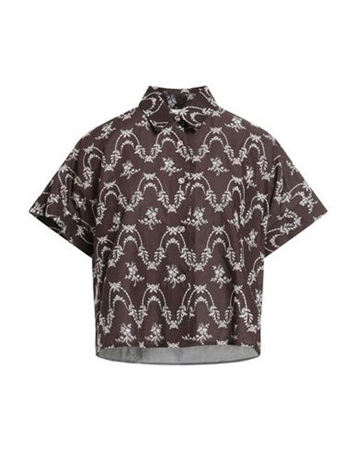 Woman Shirt Dark brown Size 2 Cotton, Swarovski Crystal