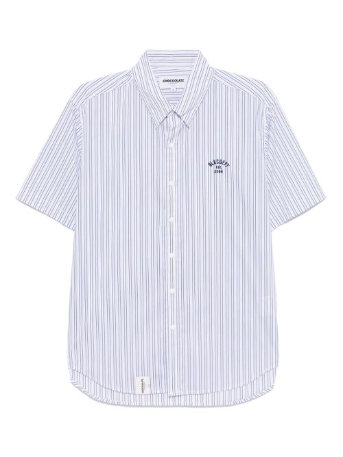 Striped short-sleeved shirt - White