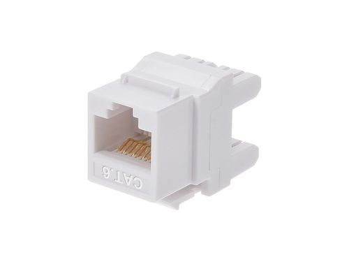 Cat6 Punch Down Short Body 180-Degree Keystone Jack for 22-24AWG Solid Wire, White