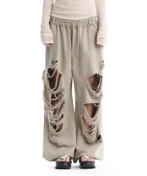 Scratch Damage Wide Sweat Pants