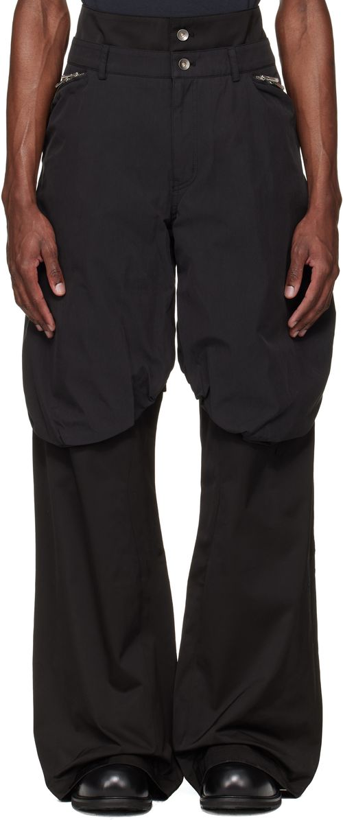 Black Bolsu Double Layered Trousers