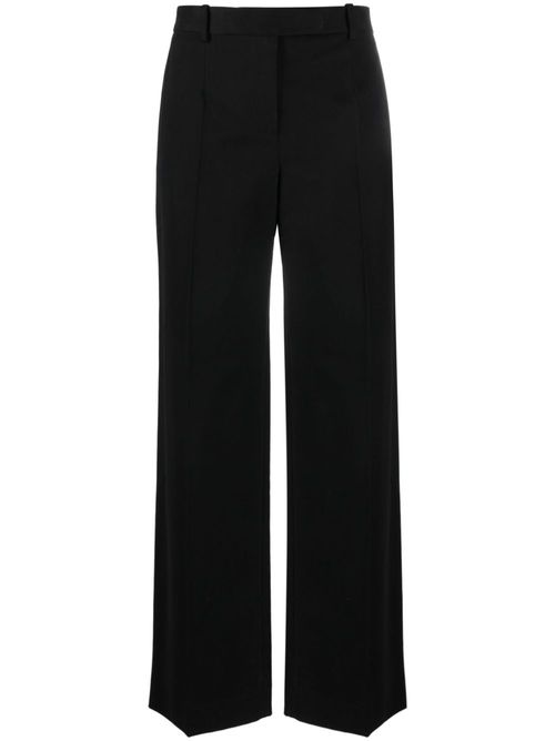 Wide-leg cotton-blend trousers - Black