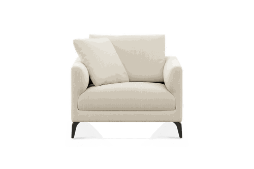 Lena Armchair Customized, (Washed Chenille) Cream (Matte Black Legs), Machine Washable, Removable Covers for Women