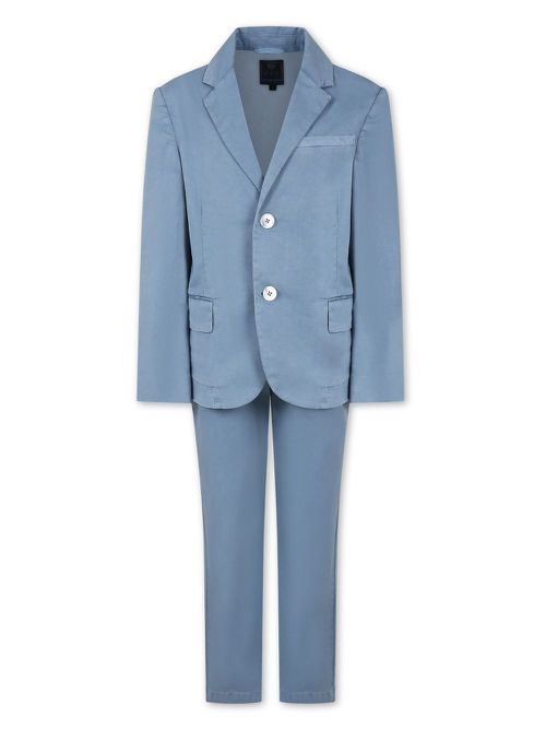 Stretch-cotton single-breasted suit - Blue