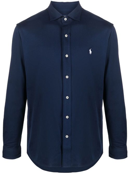 Embroidered polo-pony shirt - Blue
