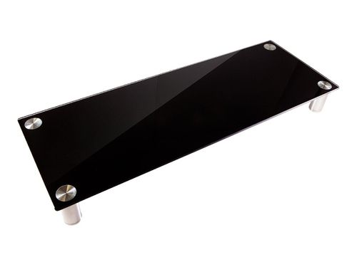 Workstream by Large Multimedia Desktop Monitor Stand, 30.8in X 11in, Max Weight Capacity 80lbs, Black Tempered Glass