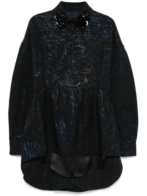 Black Metallic Jacket - Women's - Cotton/Polyester