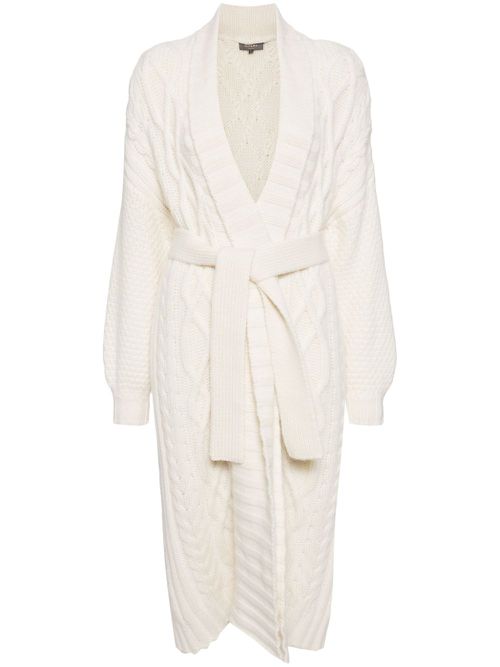 Cable-knit organic cashmere cardigan - Neutrals