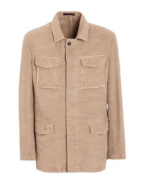 Man Jacket Sand Size 42 Cotton, Viscose, Linen