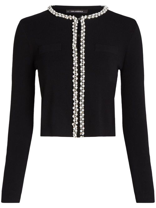 Essential pearl-embellished cardigan - Black