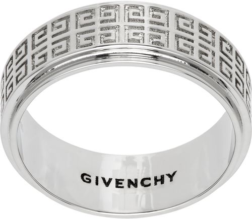 Givenchy Silver Allover 4G Pattern Ring
