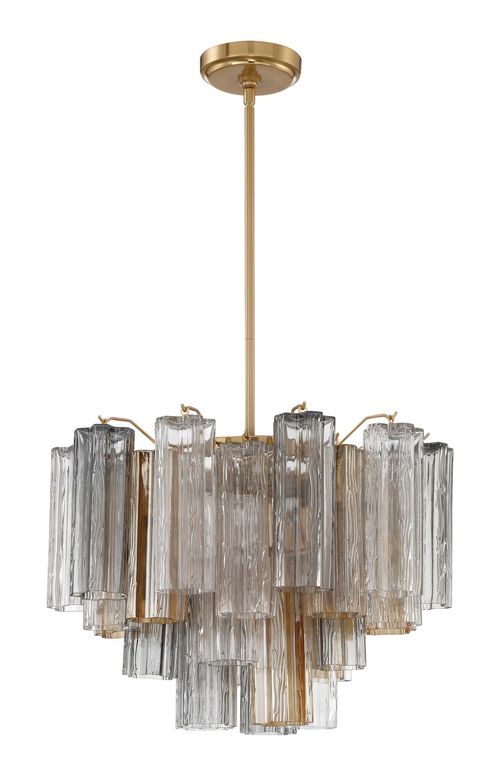 Aged Brass Six Light Chandelier from the Addis Collection