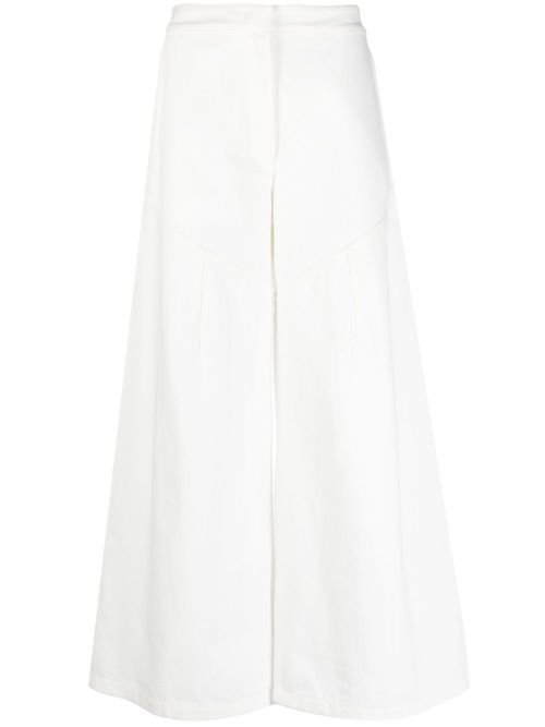 Wide-leg cotton trousers - White