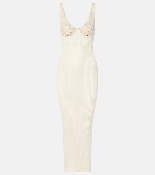 Ribbed-knit cotton midi dress