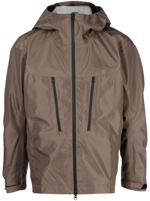 Slouchy-hood long-sleeve jacket - Brown