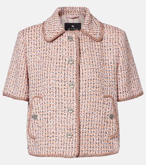 Cropped cotton and wool-blend tweed jacket