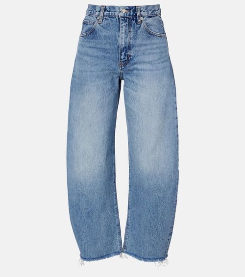 Bubble cropped barrel-leg jeans