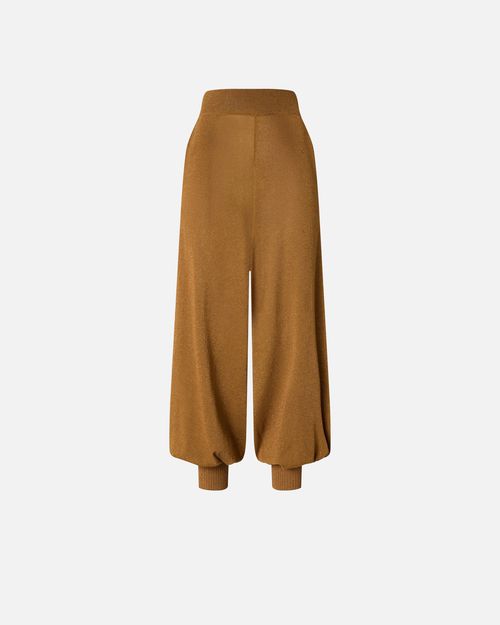 Wide-leg trousers with metallic yarn - L