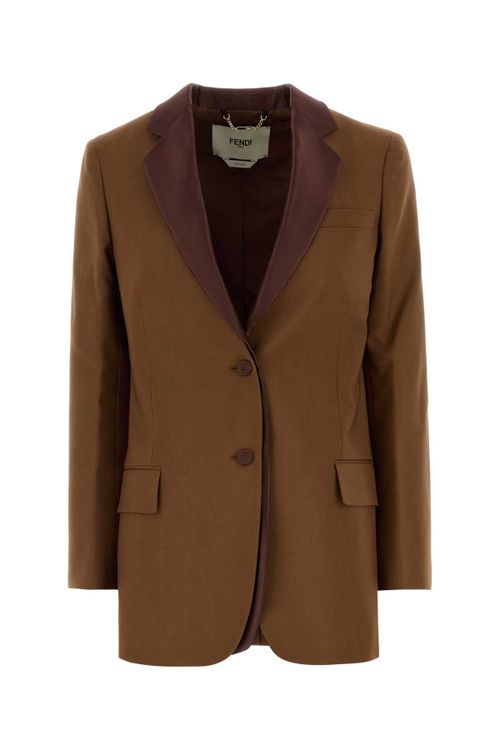 Wool-Mohair Blazer — Brown