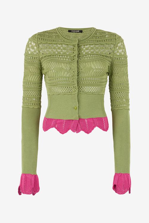 Knit Cardigan With Contrast Details