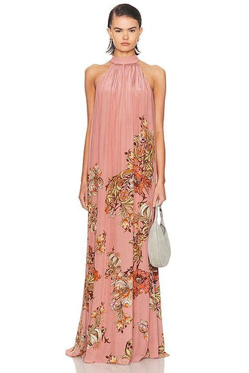 HEMANT AND NANDITA Back Tie Maxi Dress in Dusty Pink - Pink. L also in M