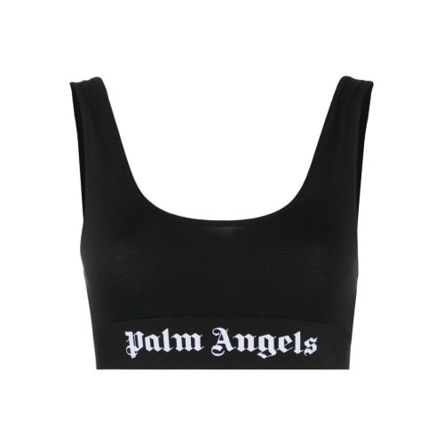 Black Bra With Contrasting Logo In Stretch Cotton Woman