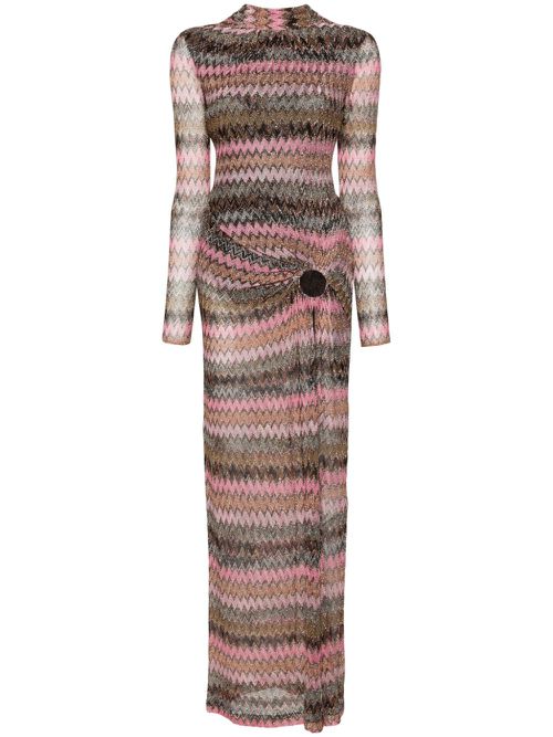 Cut-out chevron maxi dress - Pink