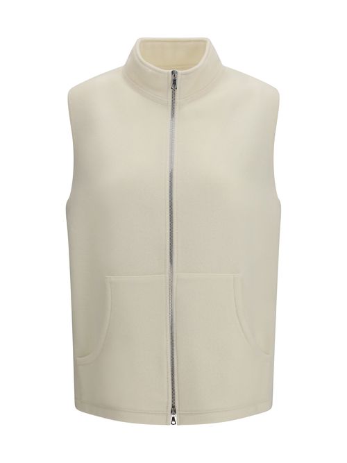 Virgin Wool Fleece Vest — White