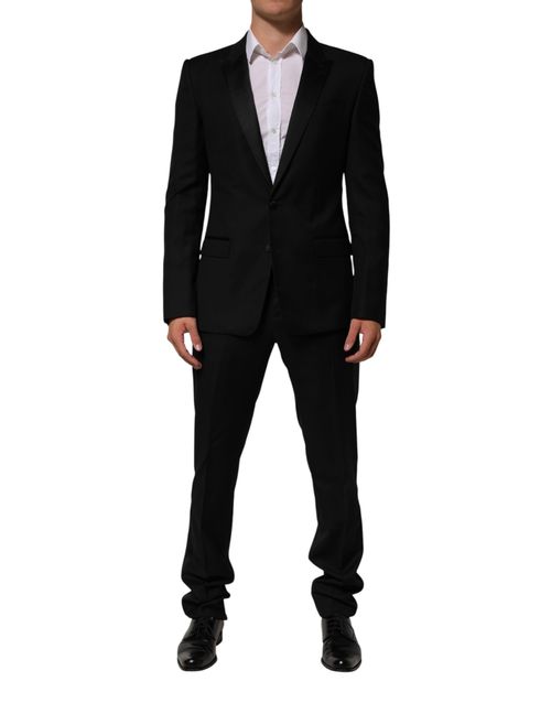Two-Button Wool Suit — Black
