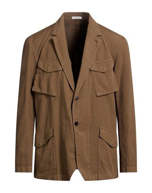 Man Blazer Khaki Size 46 Cotton, Linen, Elastane