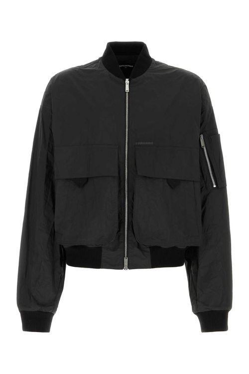 Black Polyester Blend Bomber Jacket
