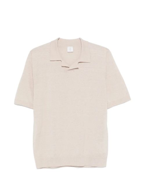 Cotton-Linen Knit Polo — Beige