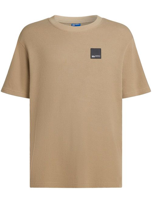 Waffle-knit T-shirt - Neutrals