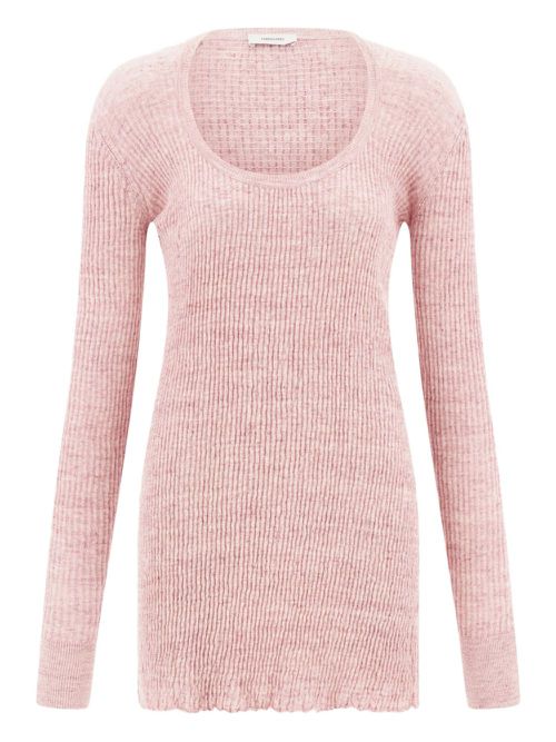 Ribbed long-sleeve mini dress - Pink