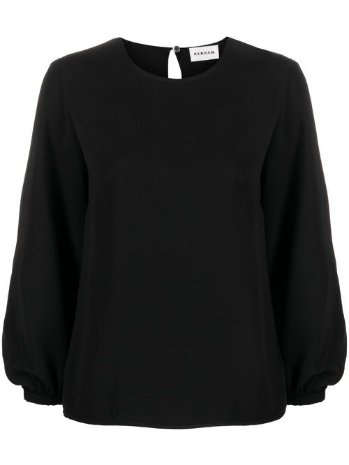 Long-sleeve round-neck top - Black