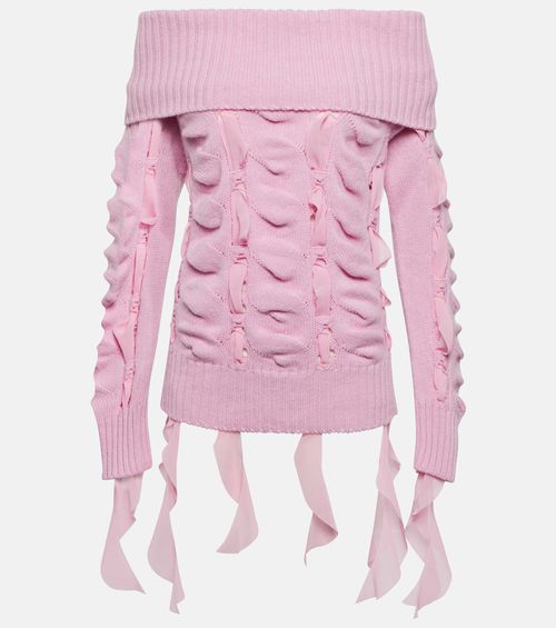 Rushed off-shoulder wool sweater