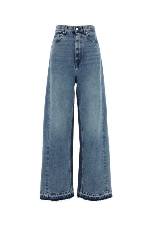 Blue Two-Tone Wash Slouchy Straight Leg Jeans