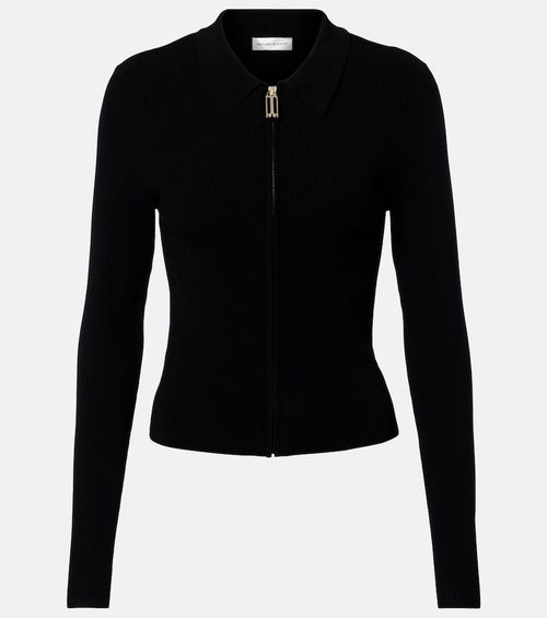 Mila ribbed-knit zip-up top