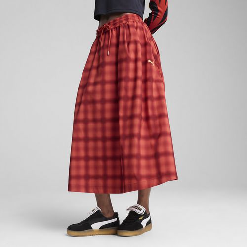 PUMA ROAD TO UNITY Women's Woven Midi Pleated Skirt in Red