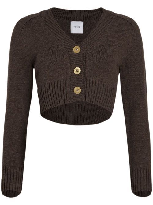Cropped knit cardigan - Brown