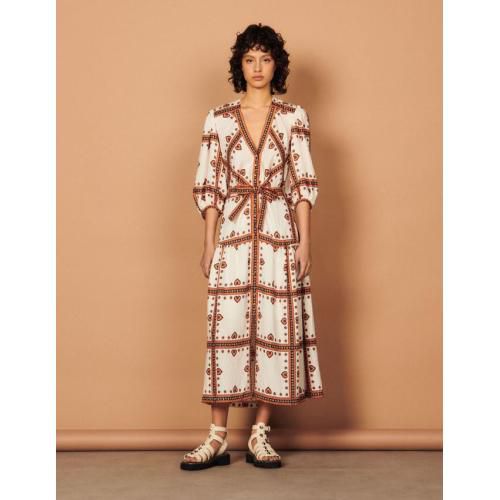 산드로 원피스 Long dress with bandana print SFPRO02438