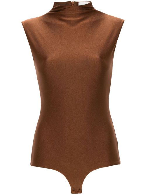 Mock-neck bodysuit - Brown