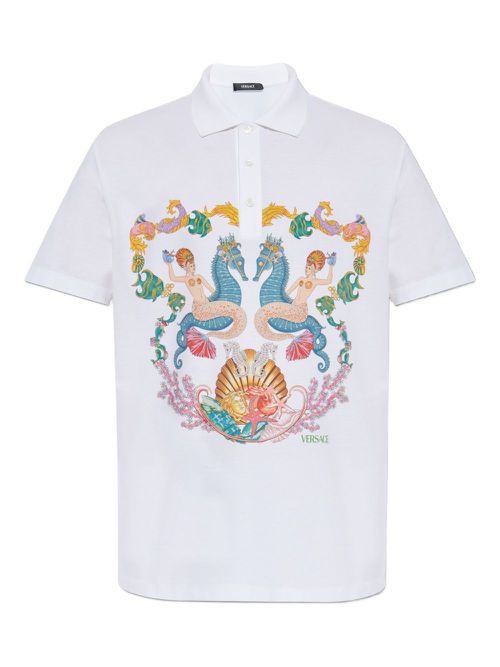 Graphic-print polo shirt - White