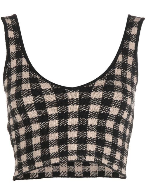 Argia gingham-check crop-top - Brown